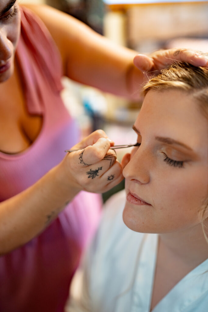 Allie the Stylist getting the bride wedding ready.