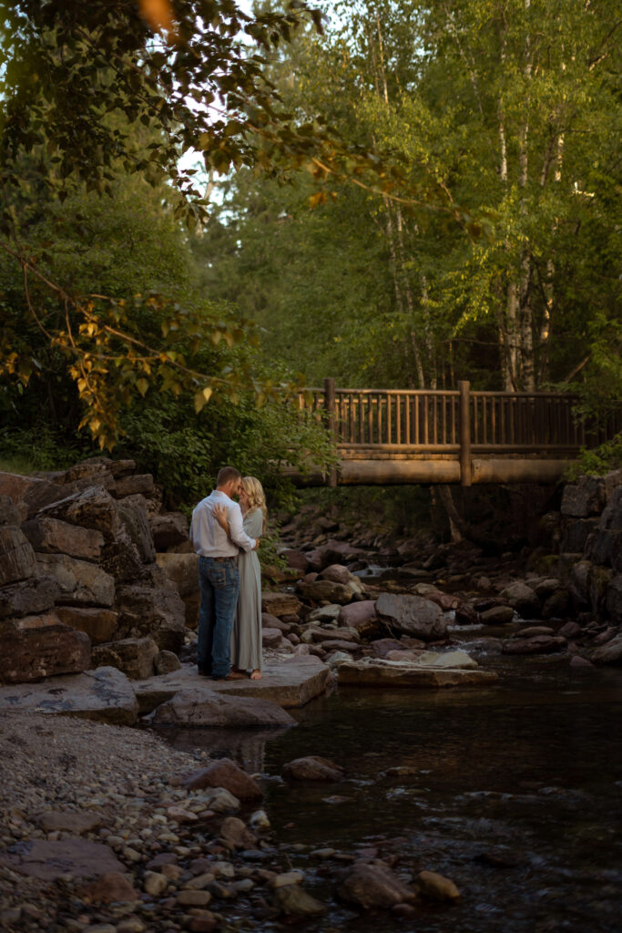 Creekside engagement photos at glacier national park