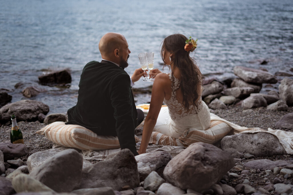 Elopement toast after a great day of adventure.
