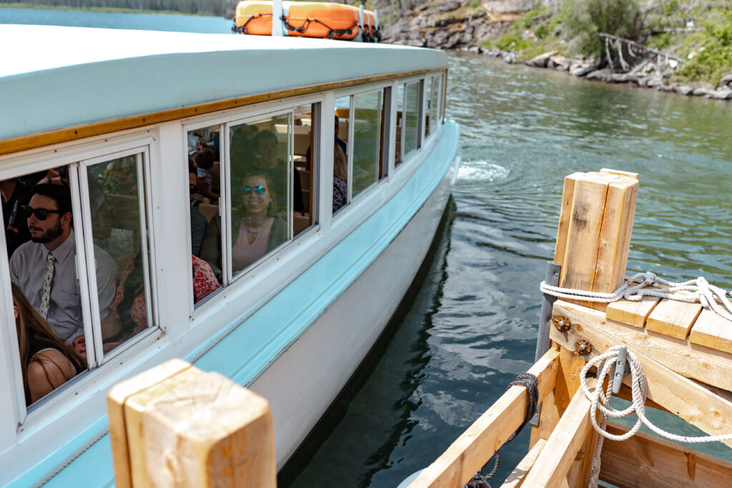 Boat docking for elopement ceremony.