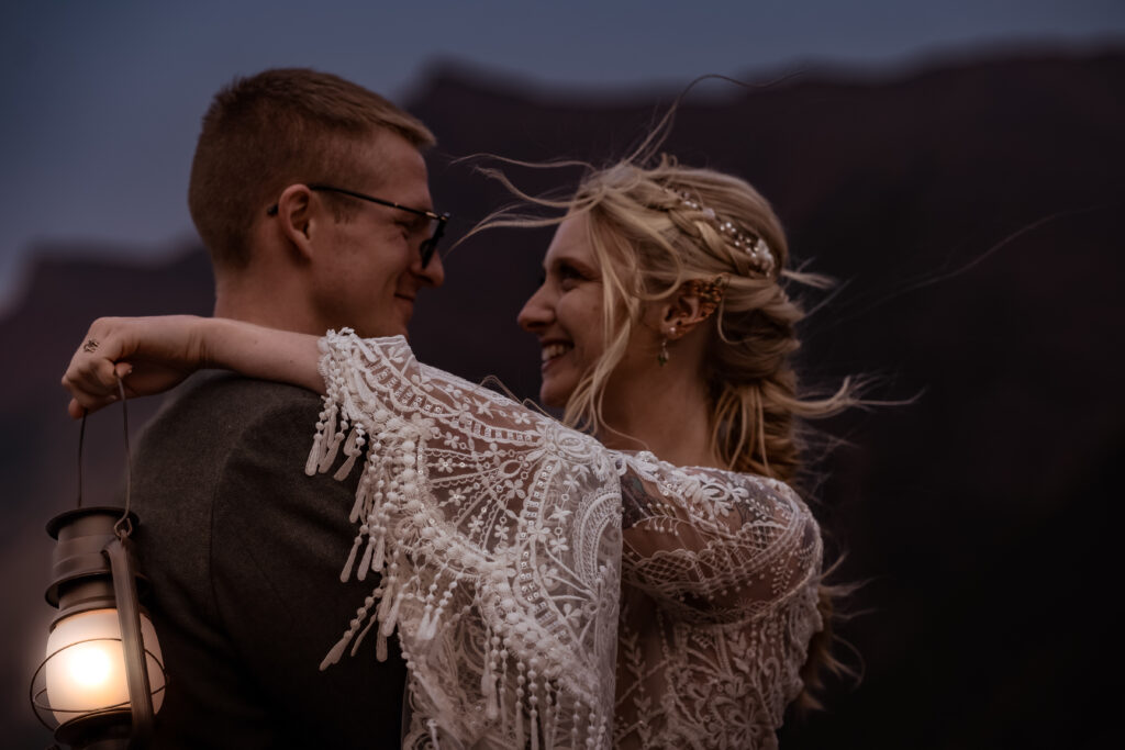 Lantern elopement in the mountains.