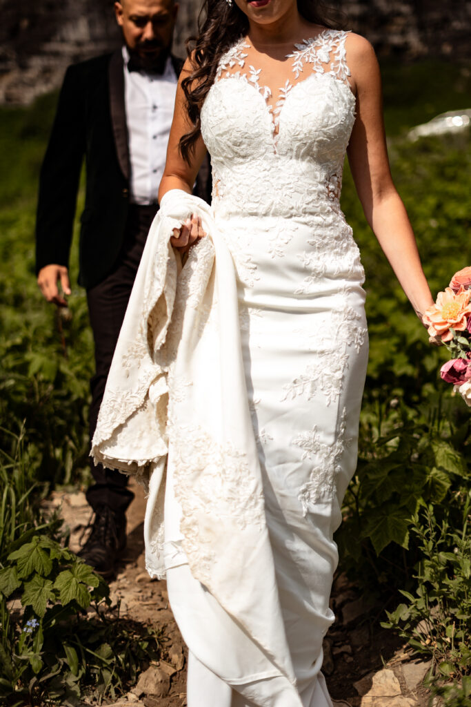 elopement couple hiking